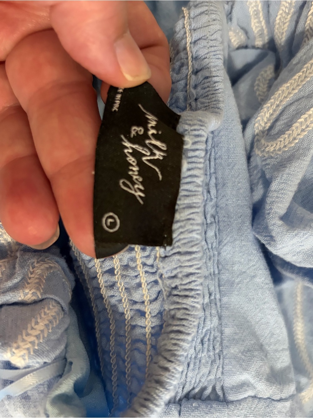 Sweetheart Off-Shoulder Light Blue Embroidered Mini Dress - Picture 8 of 9